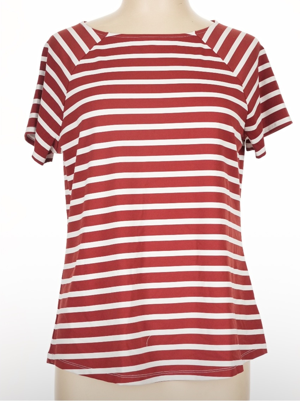 Talbots Red & White Striped Short Sleeve Top Size L